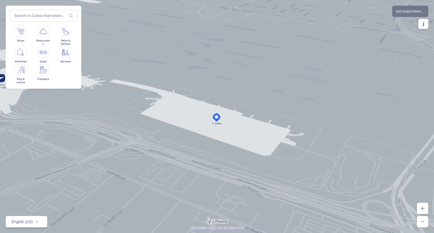 Existing Dubai Airports Express Maps interface with competing visual elements