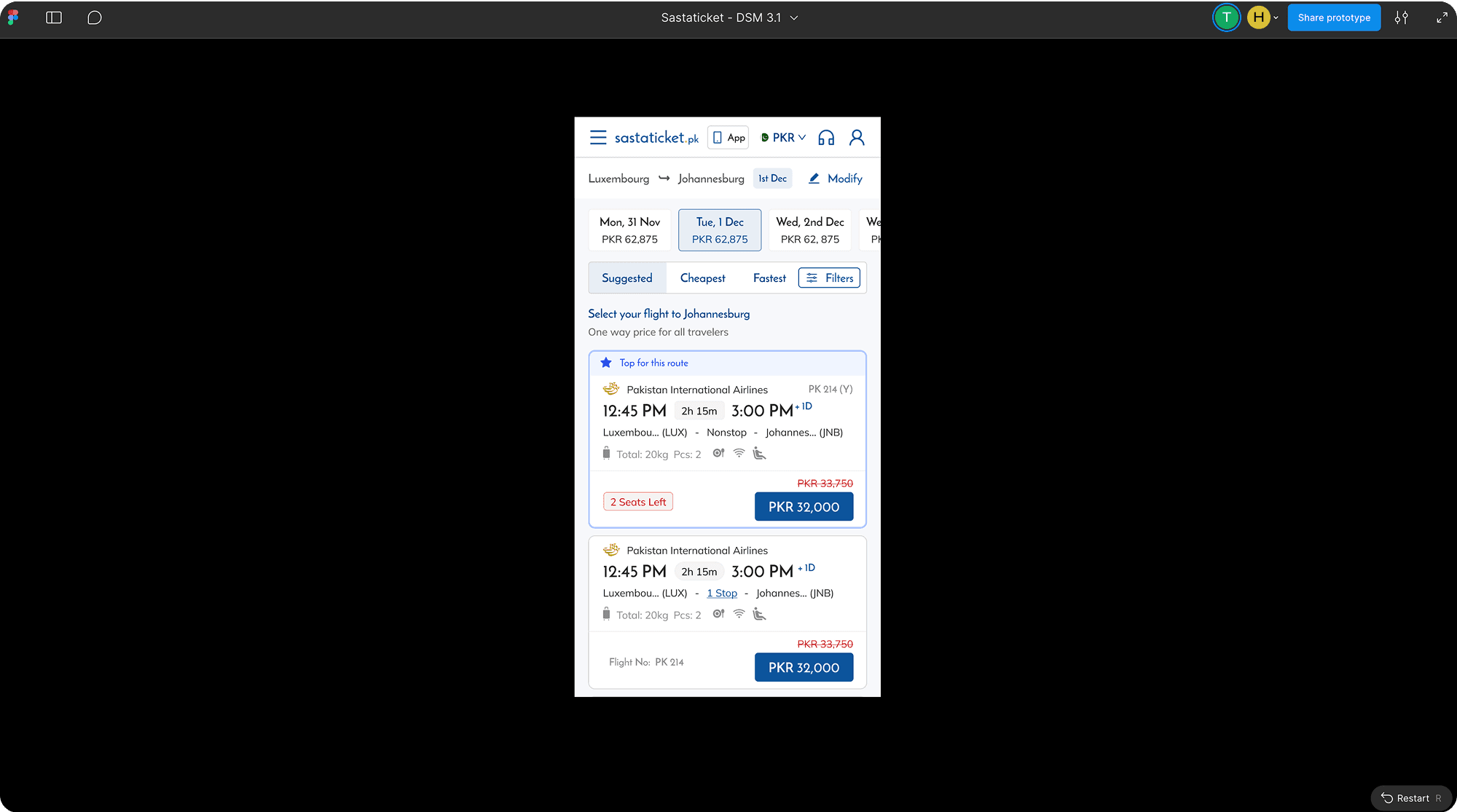 User testing on Figma